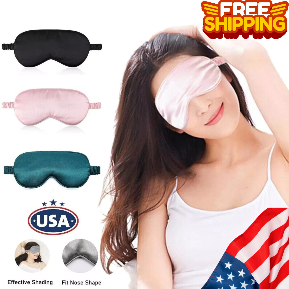 Silk Satin Sleep Eye Mask Night Cover Eye Sleeping Mask for Women Men Rest Relax