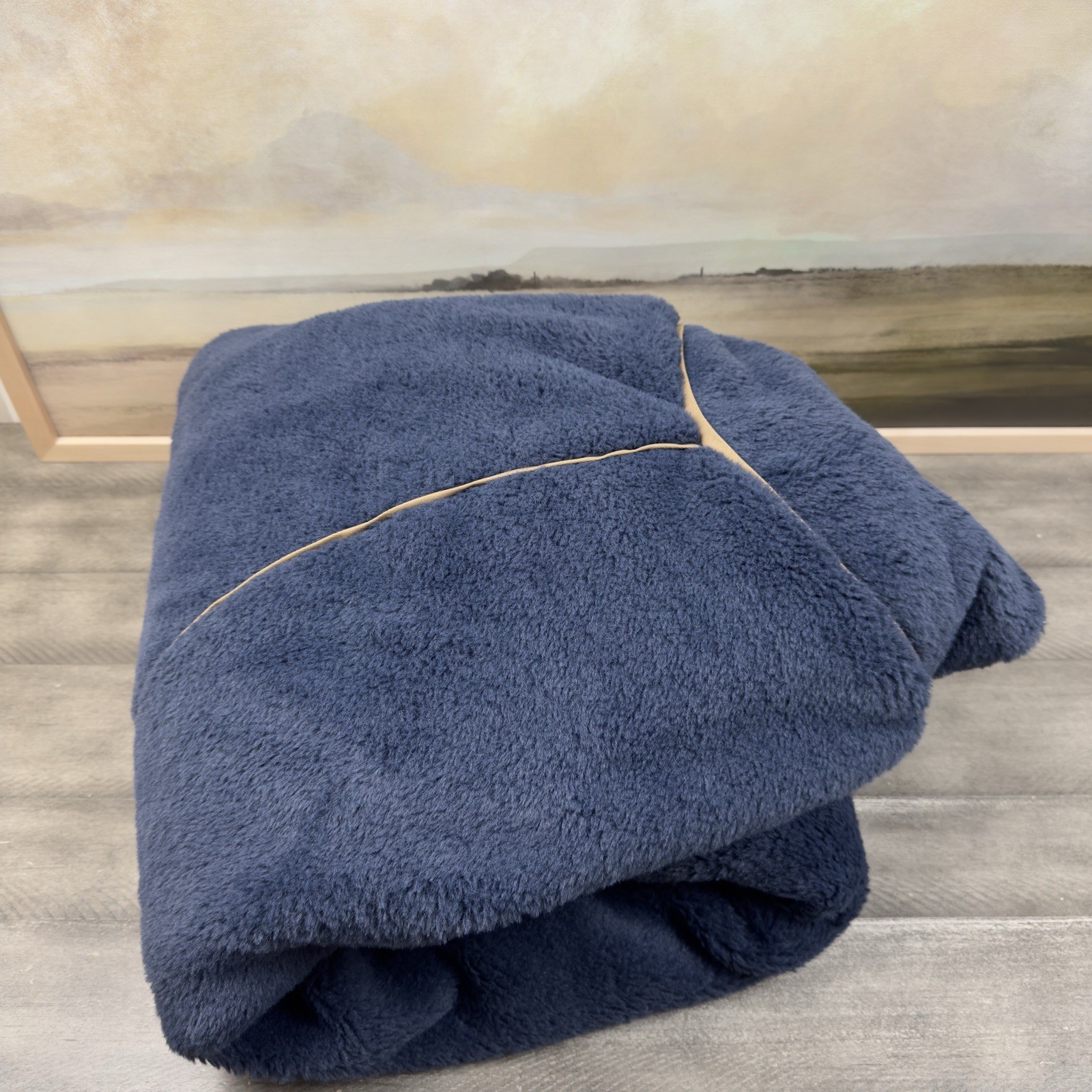 Pottery Barn Teen Large Camden Faux Fur Ivory Bean Bag Chair Slipcover Only Navy