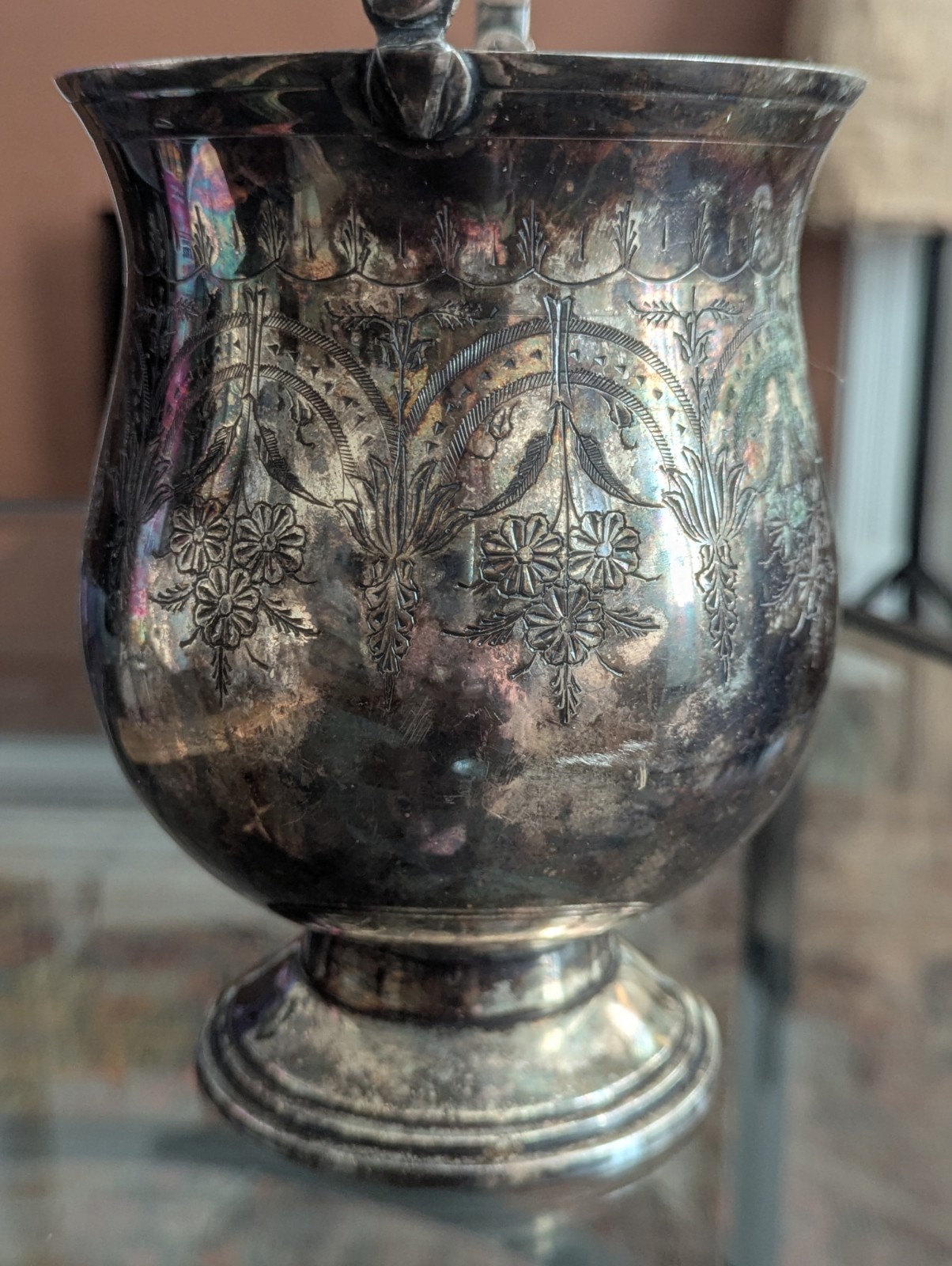 Antique Meriden Britannia Silverplate Buscuit Bucket India Pattern Victorian EPN