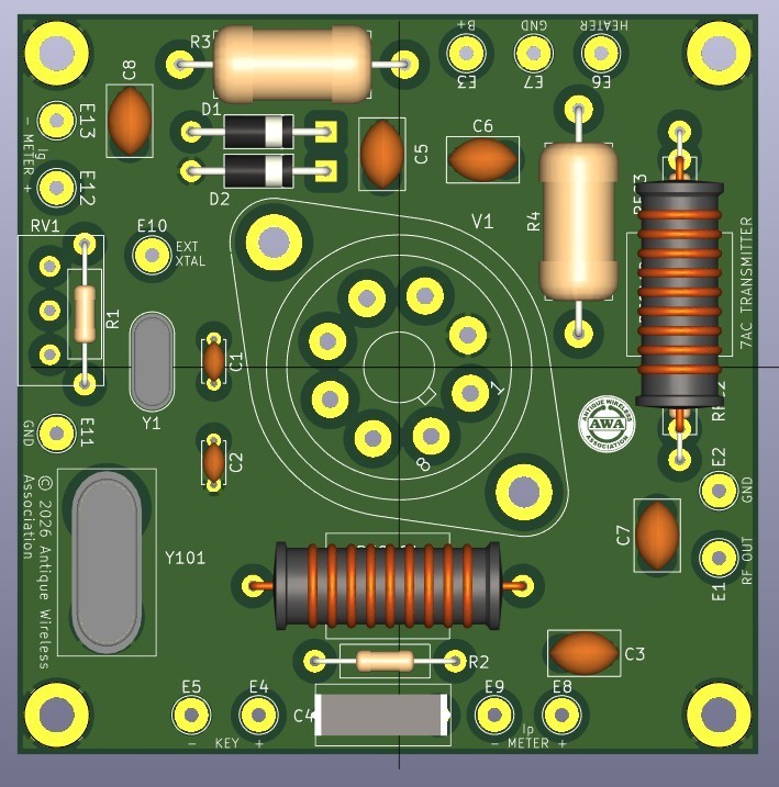 6V6 Crystal Controlled Tube Transmitter 7AC PCB 40 80 Ham Bands