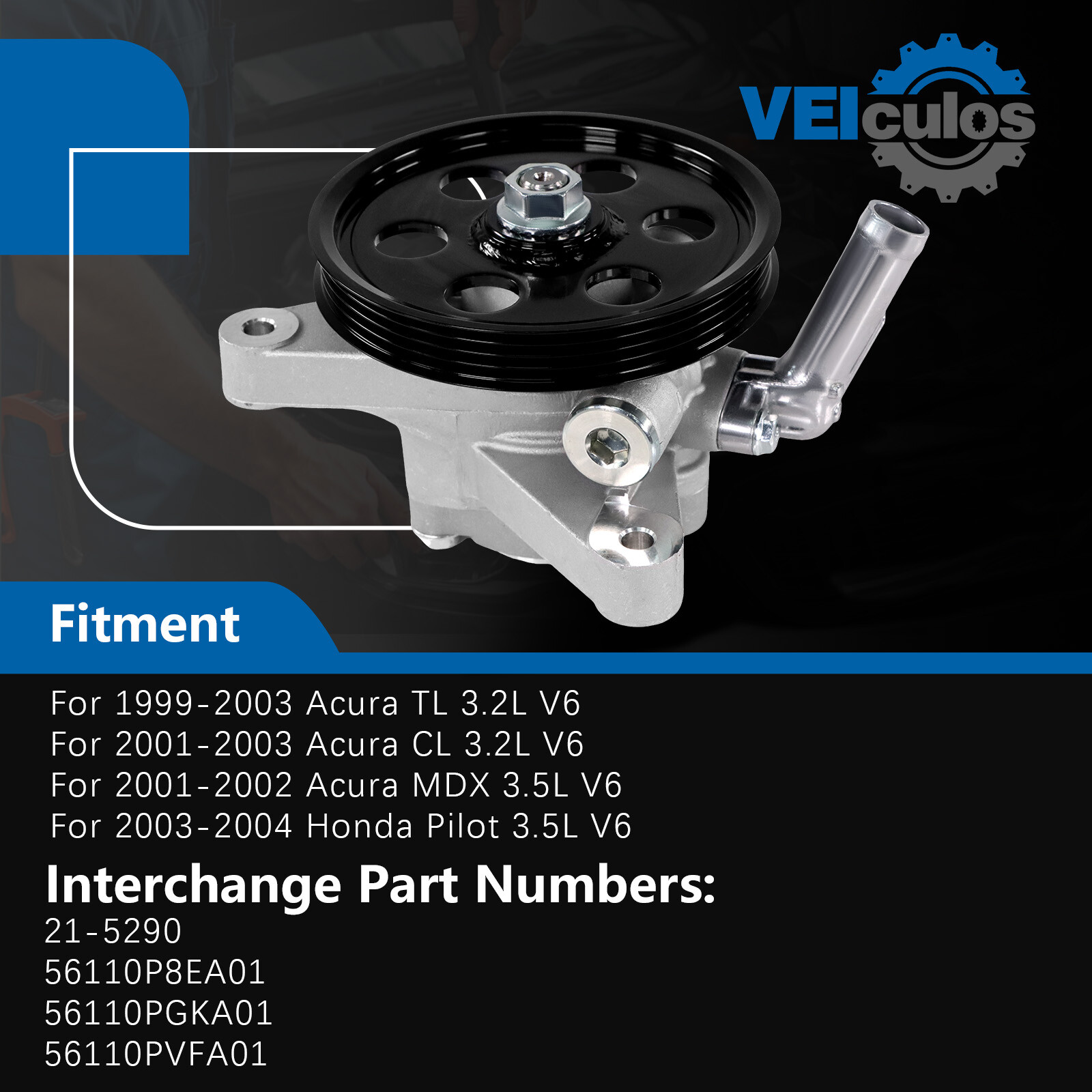 21-5290 Power Steering Pump w/Pulley for 99-03 Acura CL TL MDX 03-04 Honda Pilot