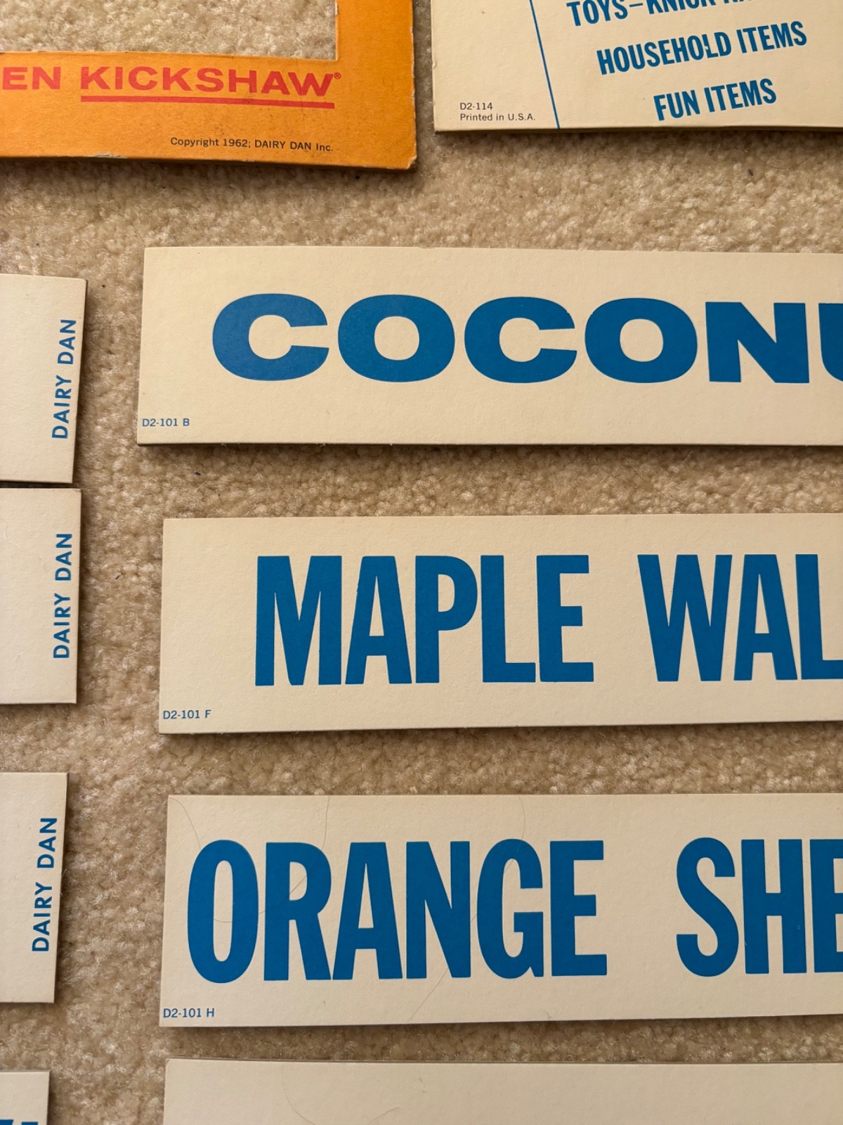 1962 Vintage Dairy Dan Inc. Ice Cream, Daily Flavor Menu Board