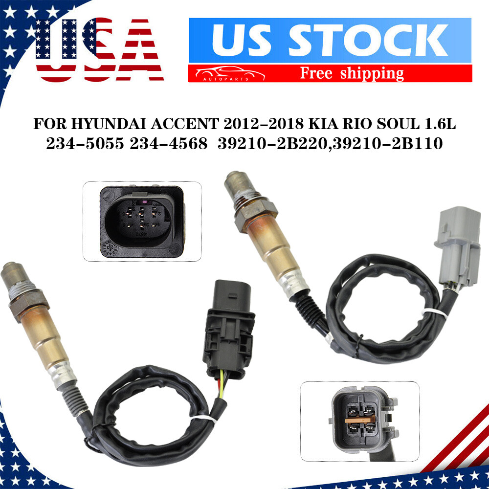 2PCS UPSTREAM + DOWN OXYGEN O2 SENSOR FOR 2012-2017 KIA SOUL 1.6L HYUNDAI ACCENT
