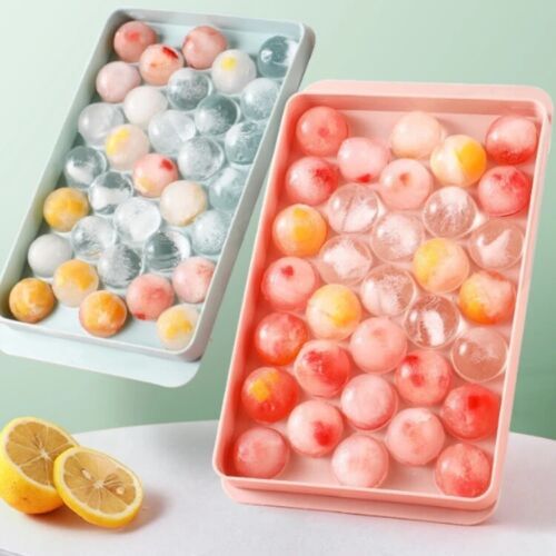 DIY Round Ice Cube Ball Maker PP Tray Silicone Sphere Mold Bar Whiskey Cocktails