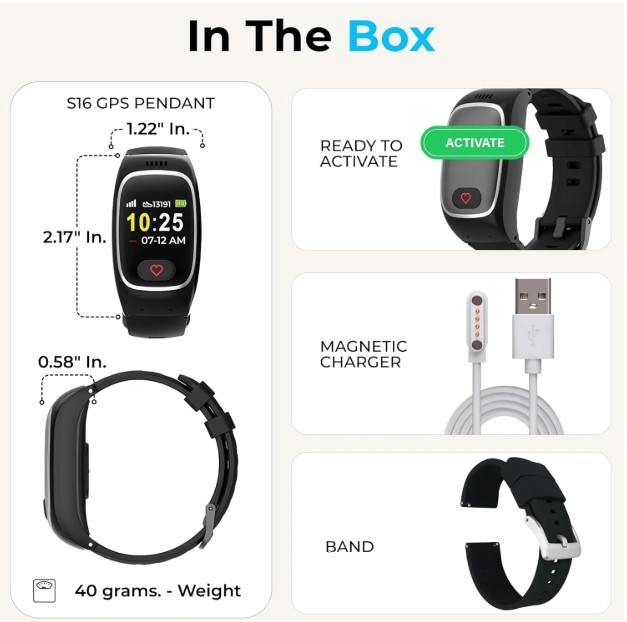 Seculife Smartband: Medical Alert Bracelet with GPS Tracker, Fall Detection, SOS