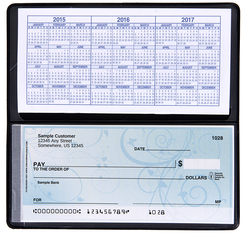 CHECKBOOK COVER VINYL BLACK WITH DUPLICATE FLAP SIDE TEAR  BRAND NEW