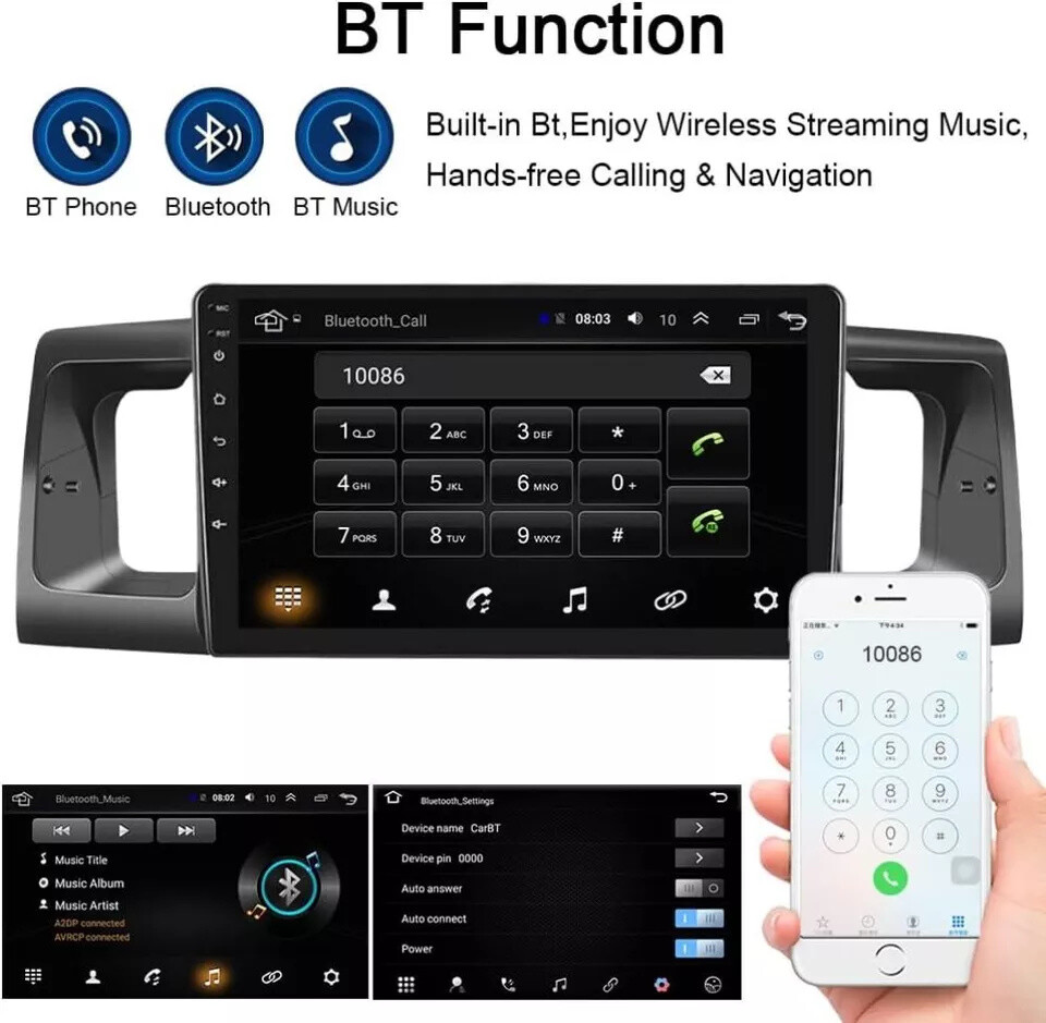 For Toyota Corolla 2003-2008 Android 13 Car Stereo Radio GPS Navi Player WIFI BT