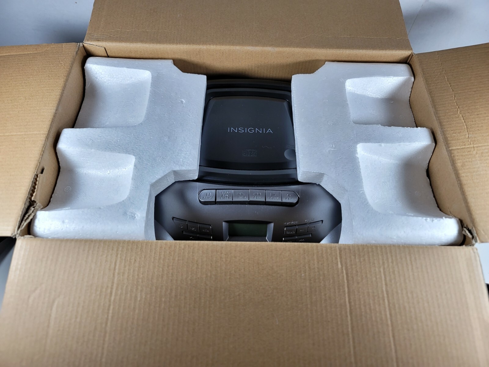 Insignia - AM/FM Radio Portable CD Boombox with Bluetooth - Silver/Black