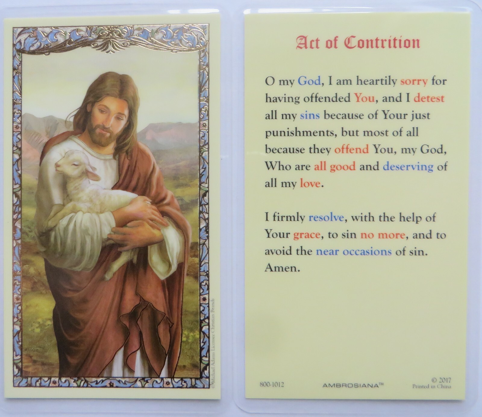 Act of Contrition - Laminated Holy Card