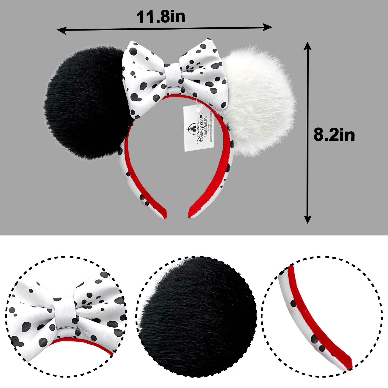 Disney- Parks Minnie Mickey Mouse Ear 101 Dalmations Cruella Devil Headband NWT