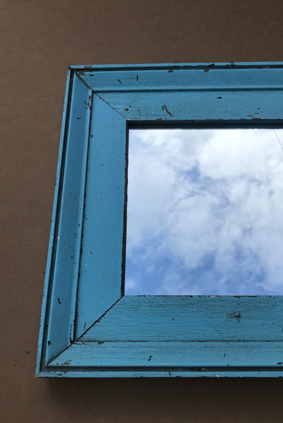 VTG Salvaged 18x27 Shabby Blue 2-Piece Wood 11x20 Mirror Chic Old 1617-25B