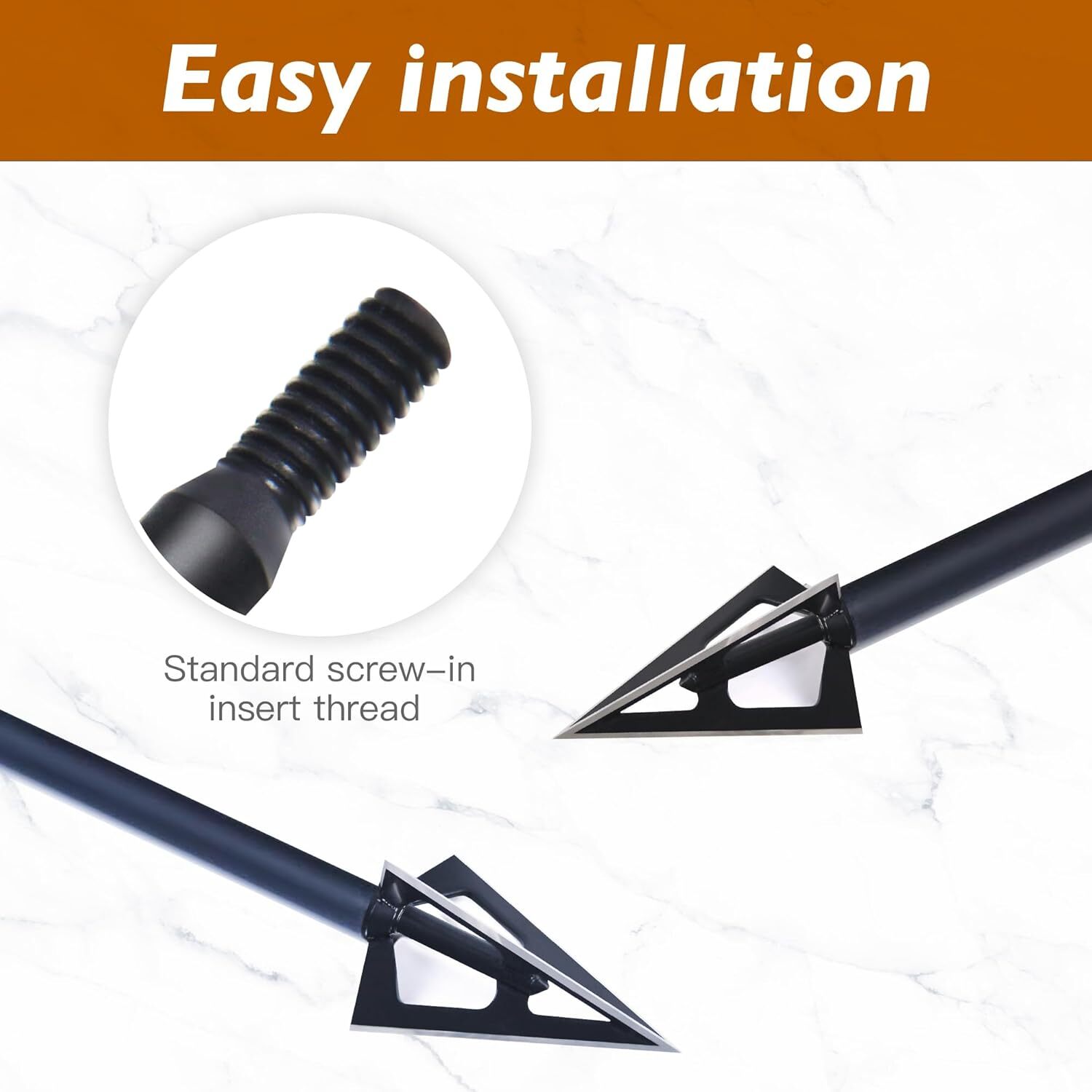 12Pcs Hunting Broadheads Stainless Steel Black Whirlwind 3-Blade Cut Arrow Tip