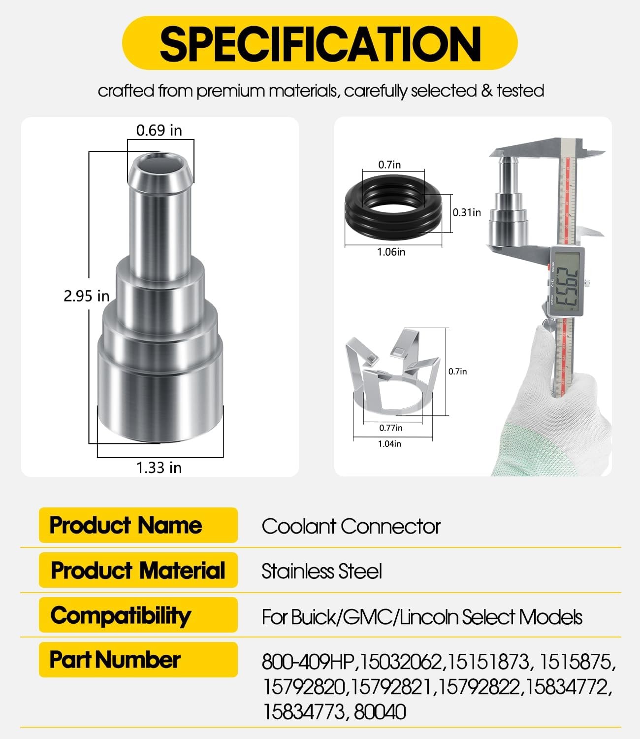 2PC Heater Core Coolant Hose Connector Fitting For Chevrolet Silverado 800-409HP
