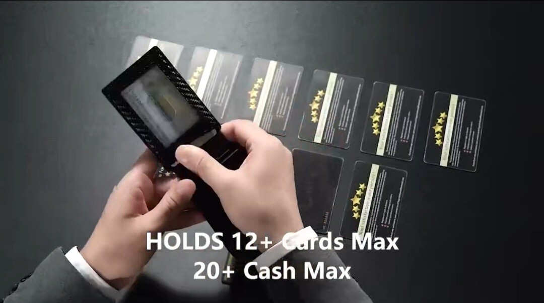 Men's Black tactical magnetic wallet RFID Blocking card holder Aluminum bifold