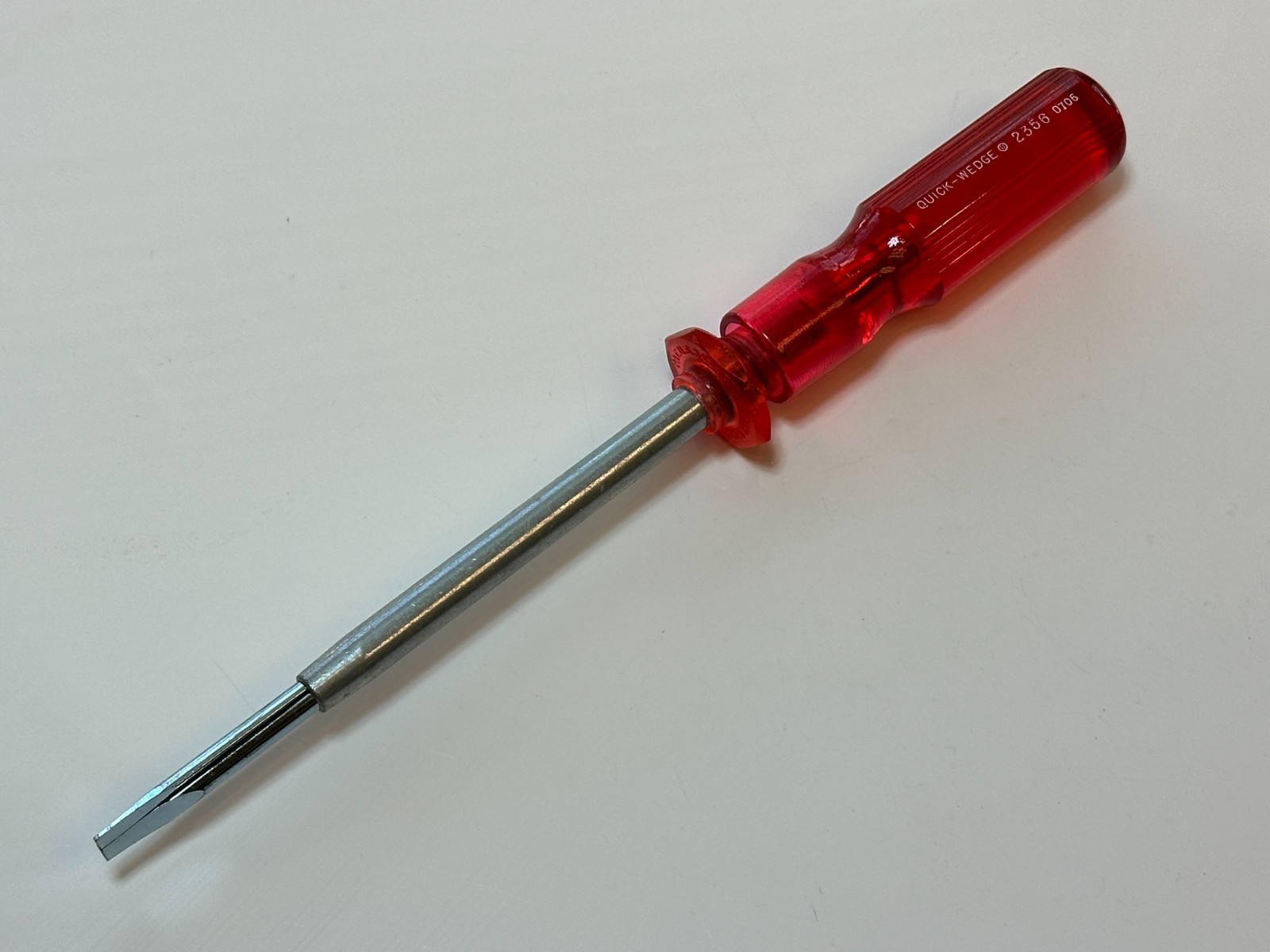 NEW Quick Wedge 10" Overall Length Screwdriver Red Plastic Handle Model 2356 NOS