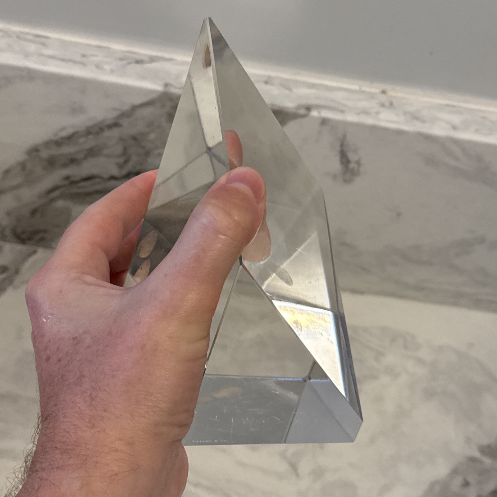 Tiffany & Co Rare Vintage Signed Large Faceted Crystal Sculpture Estate Find