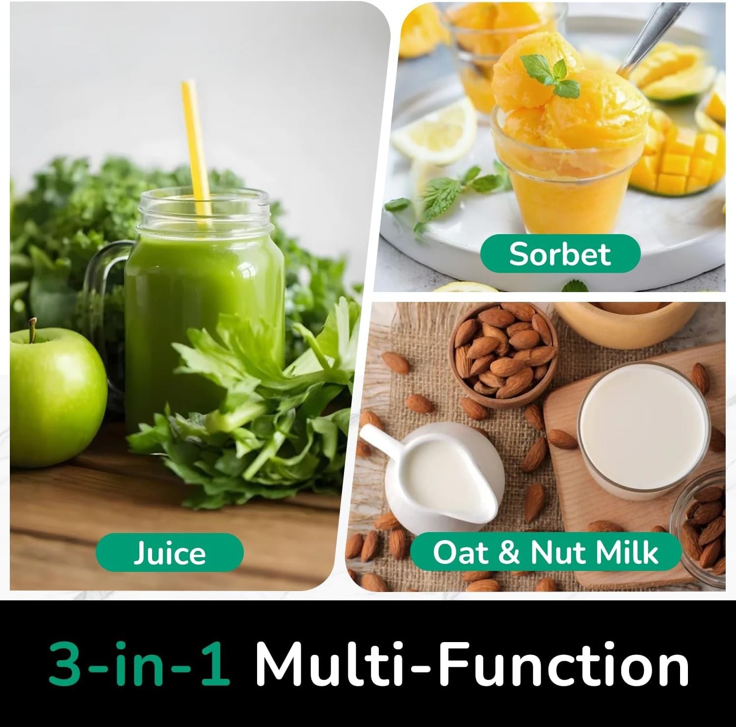 Canoly C16 Cold Press Juicer, 6" Extra Wide Feed Chute, 3-IN-1 Strainers (Juice