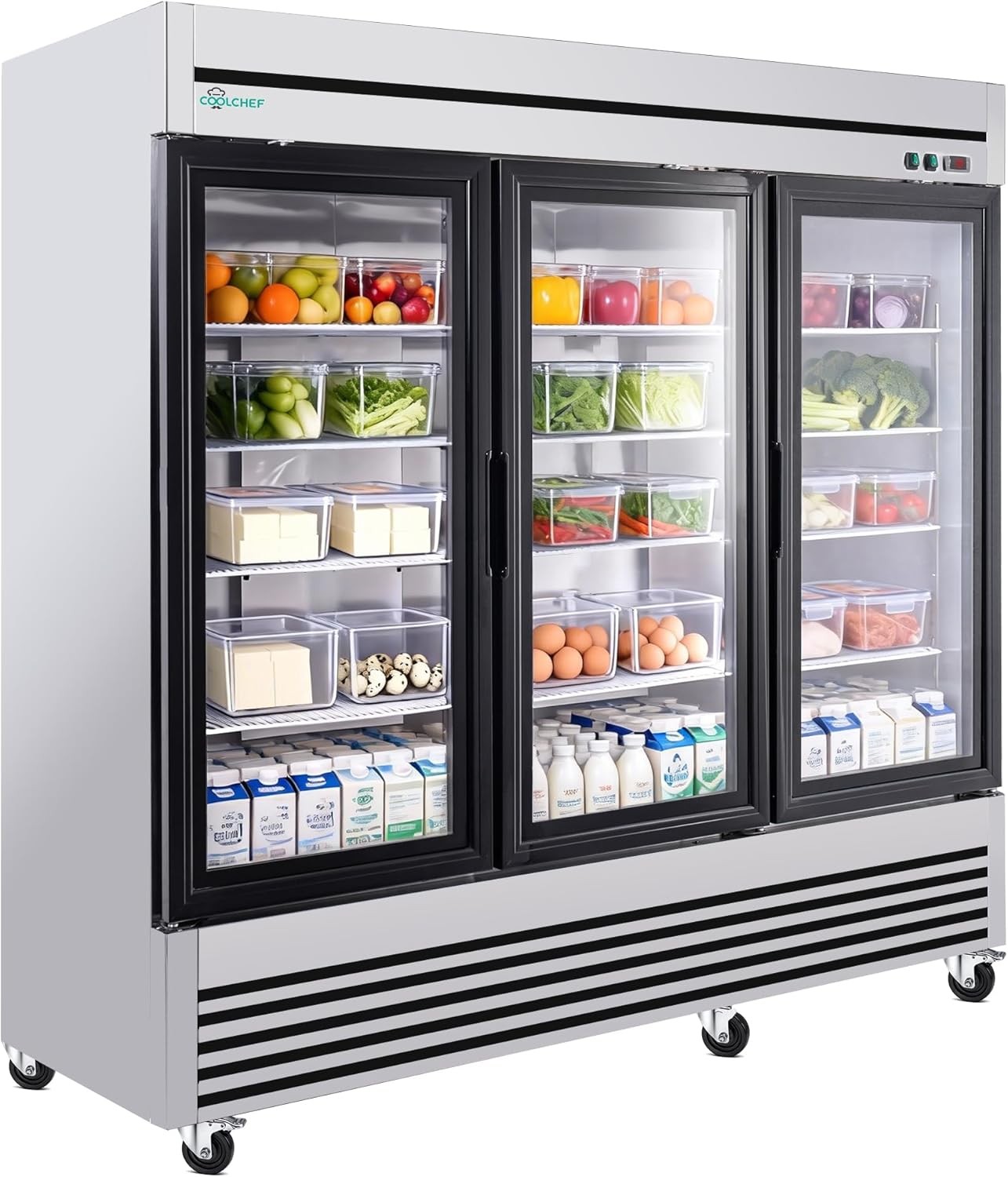 72 Cu. Ft Commercial Glass Door Refrigerator Triple-Door Merchandiser Cooler