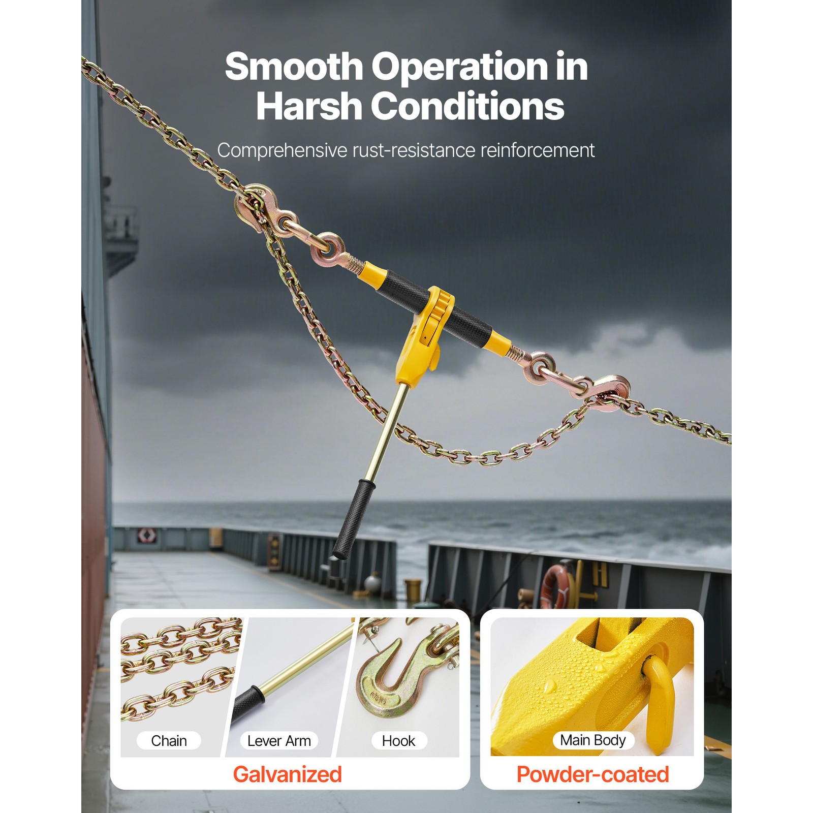 Uimoso 4 Pack Ratchet Chain Binder 5/16"-3/8" G80 Chains Load Binder for Towing