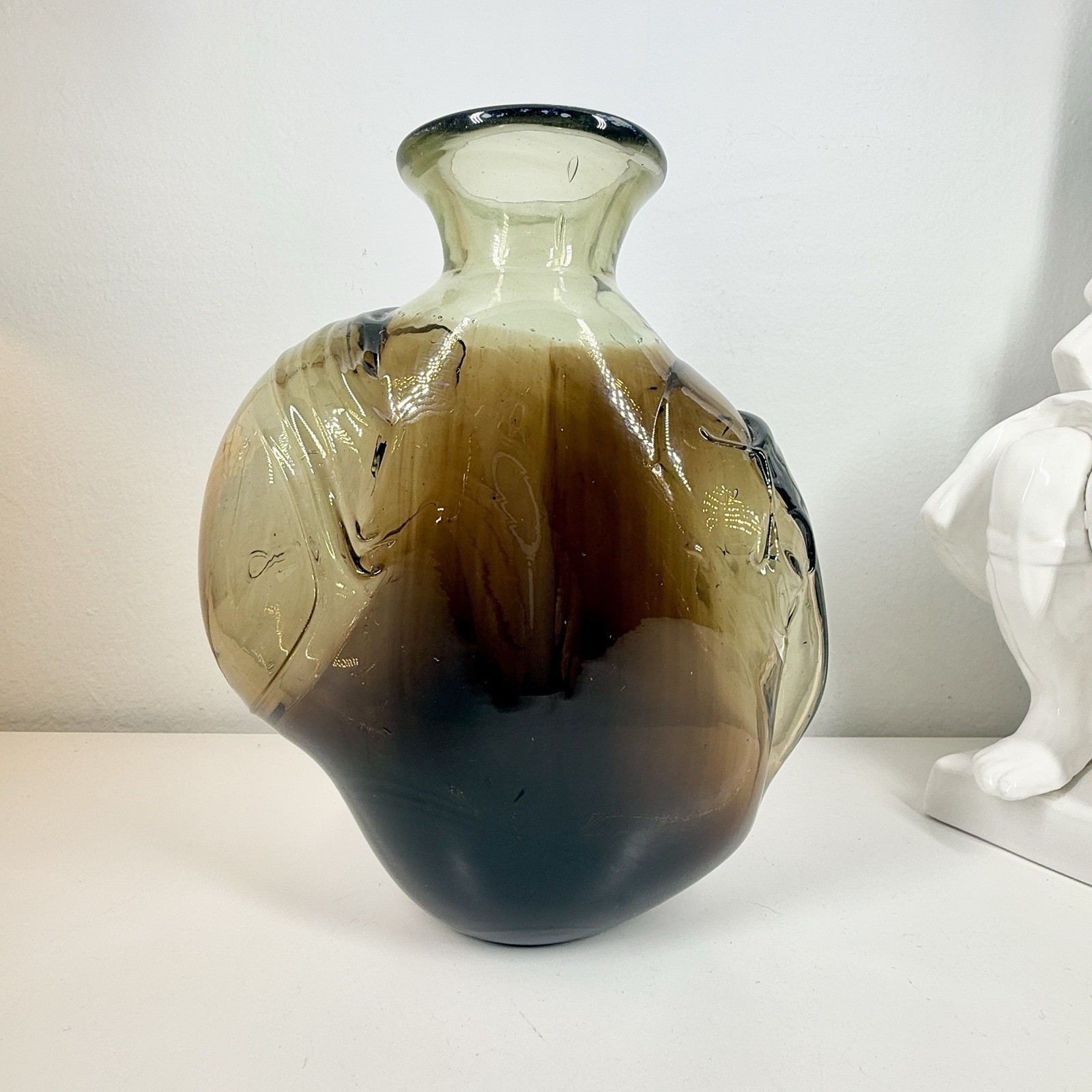 KENT IPSEN Glass VASE Brutalist MCM 1969 Abstract Sculpture Eames Era