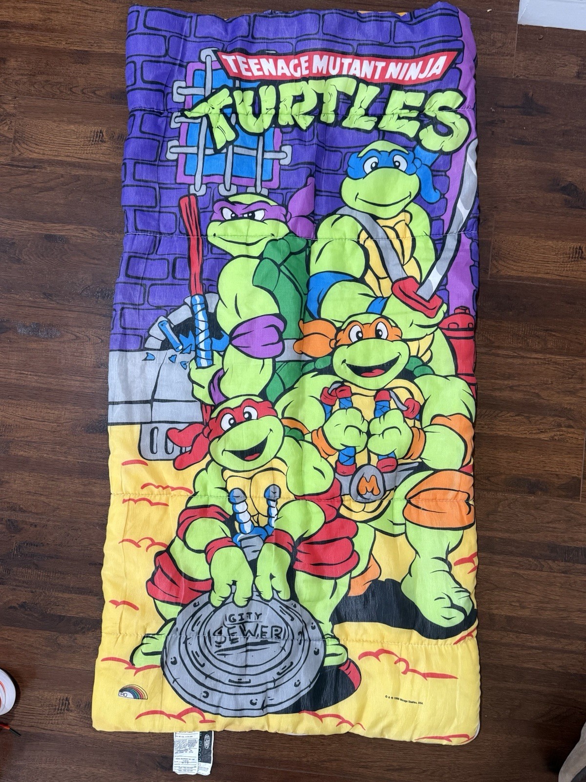 1990 Mirage Teenage Mutant Ninja Turtles Youth Kids Sleeping Bag TMNT Faded