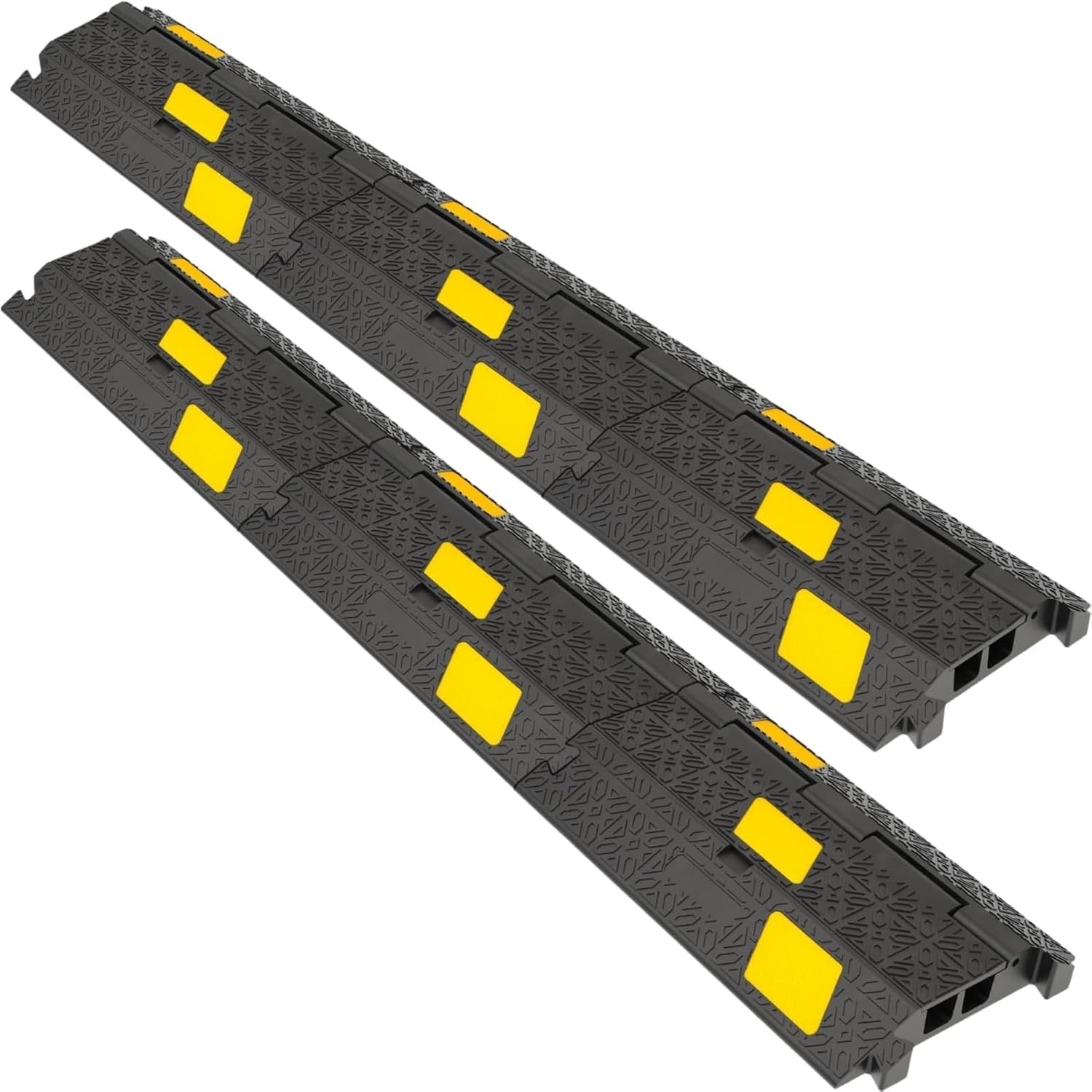 2/6Pack 2 Channel Cable Cover Ramp Rubber Cord Protector for Road or Garage