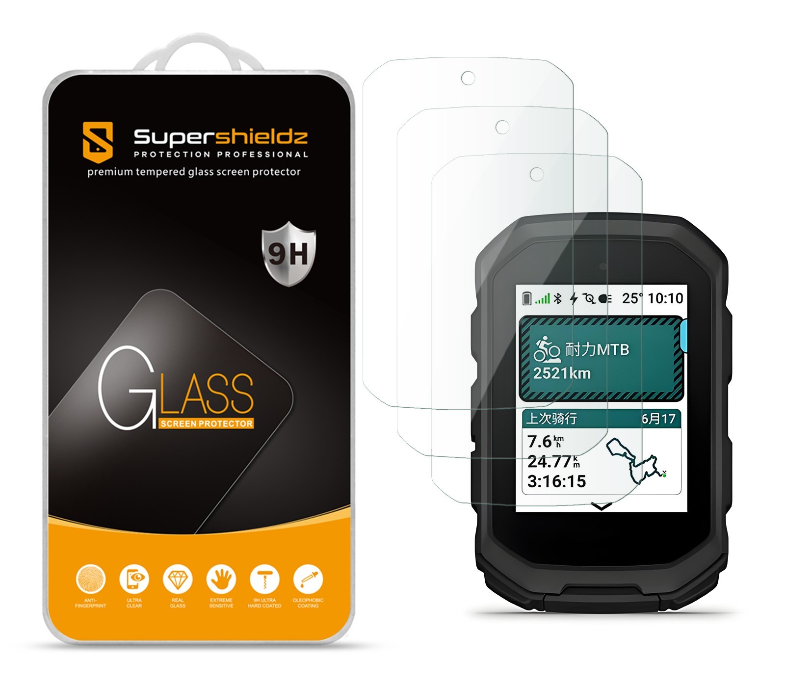 3X Supershieldz Tempered Glass Screen Protector for Garmin Edge MTB