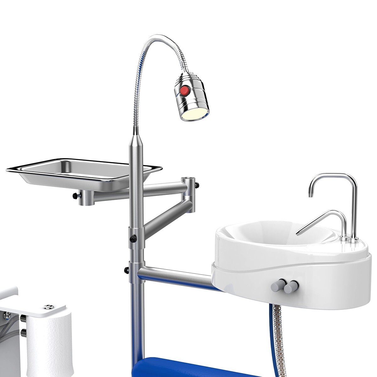 Silla plegable móvil dental portátil+unidad de turbina+lámpara LED+bandeja