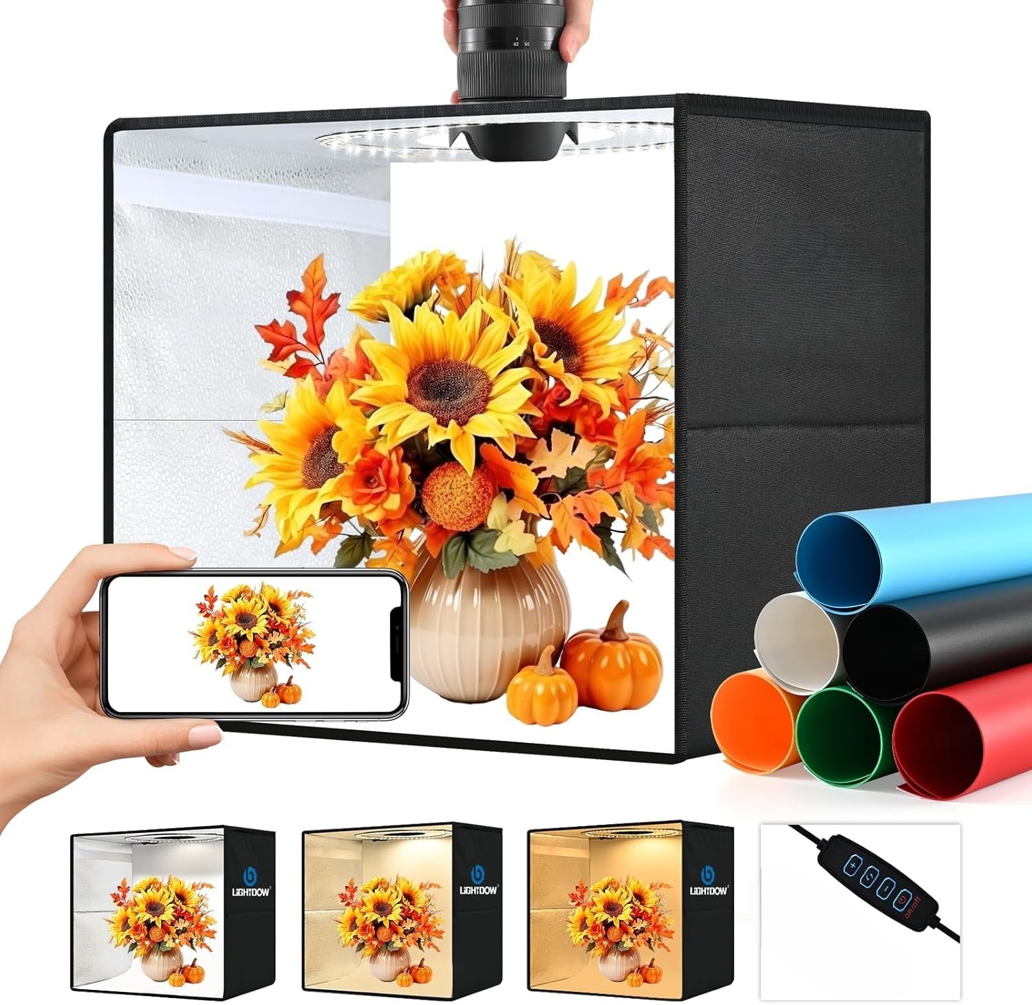 12"x12"x12" Photo Studio Light Box Photography, Desktop Tripod & 120 LED(CRI95)