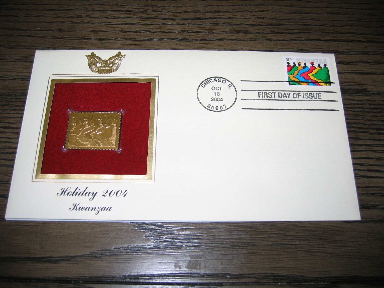 2004 Holiday Kwanzaa FDC Replica Gold Golden Cover Stamp