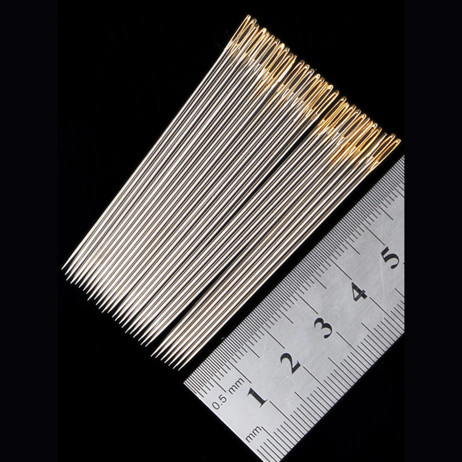 25pcs Gold Tail Big Eye Sewing Needles Easy Threading Needles for Hand Sewing