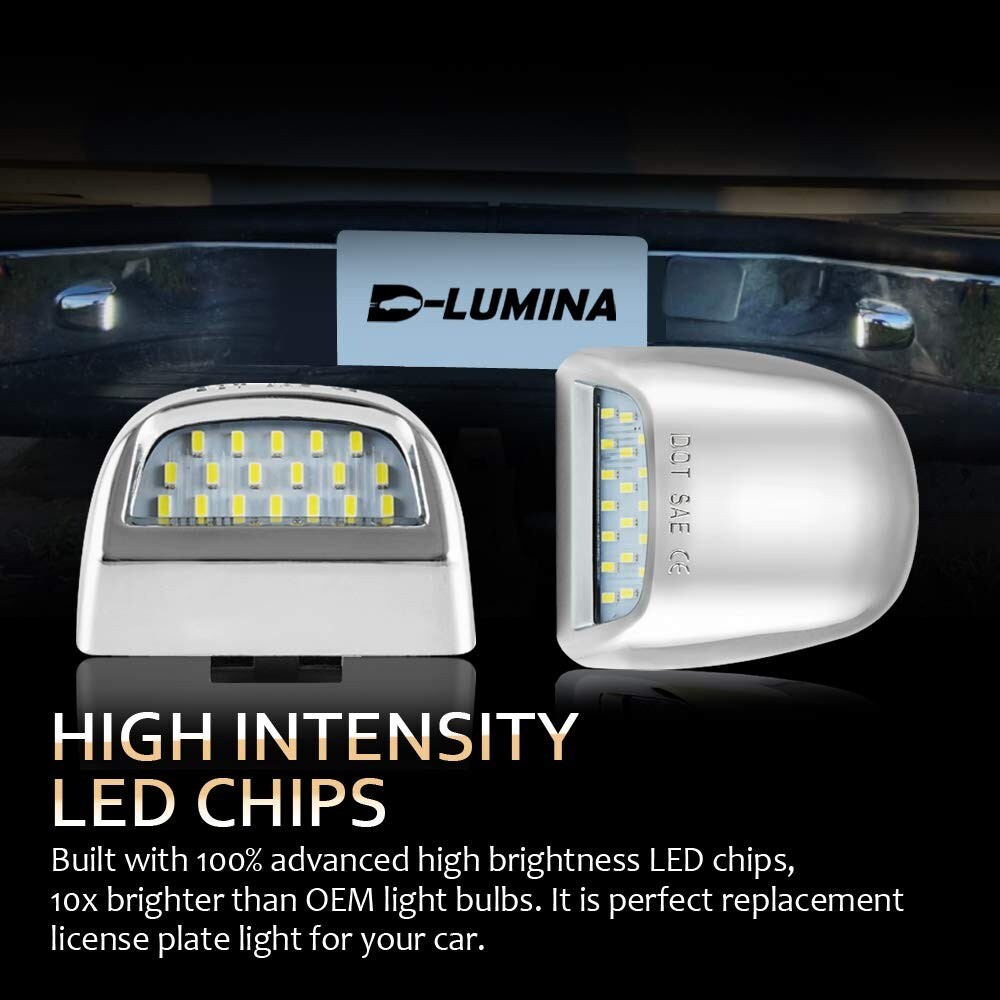 LED Chrome License Plate Lamp For 1999-2013 Chevrolet Silverado 1500/2500/3500HD