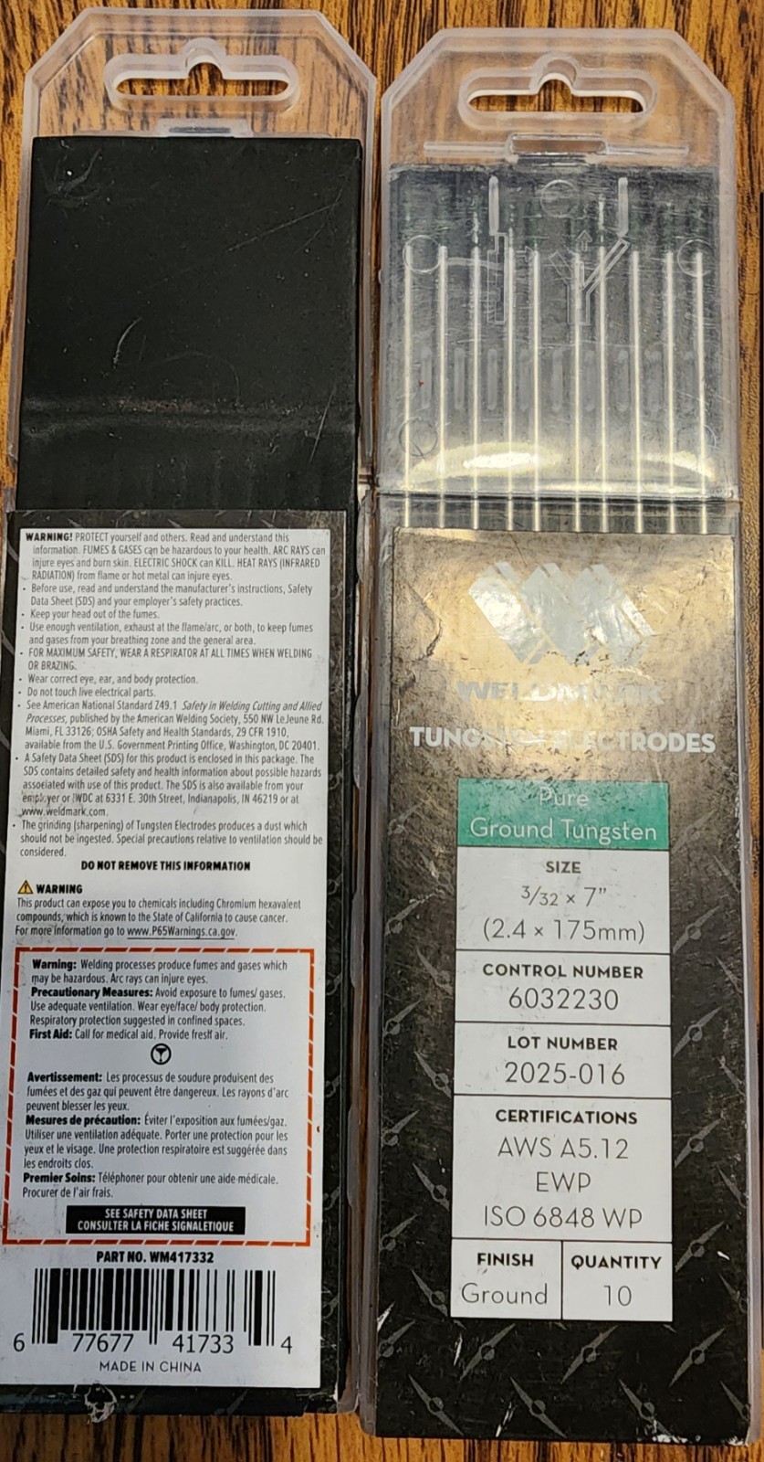 47 Sticks Weldmark 3/32" X 7" Pure Ground Tungsten Electrode, 10 Per Package