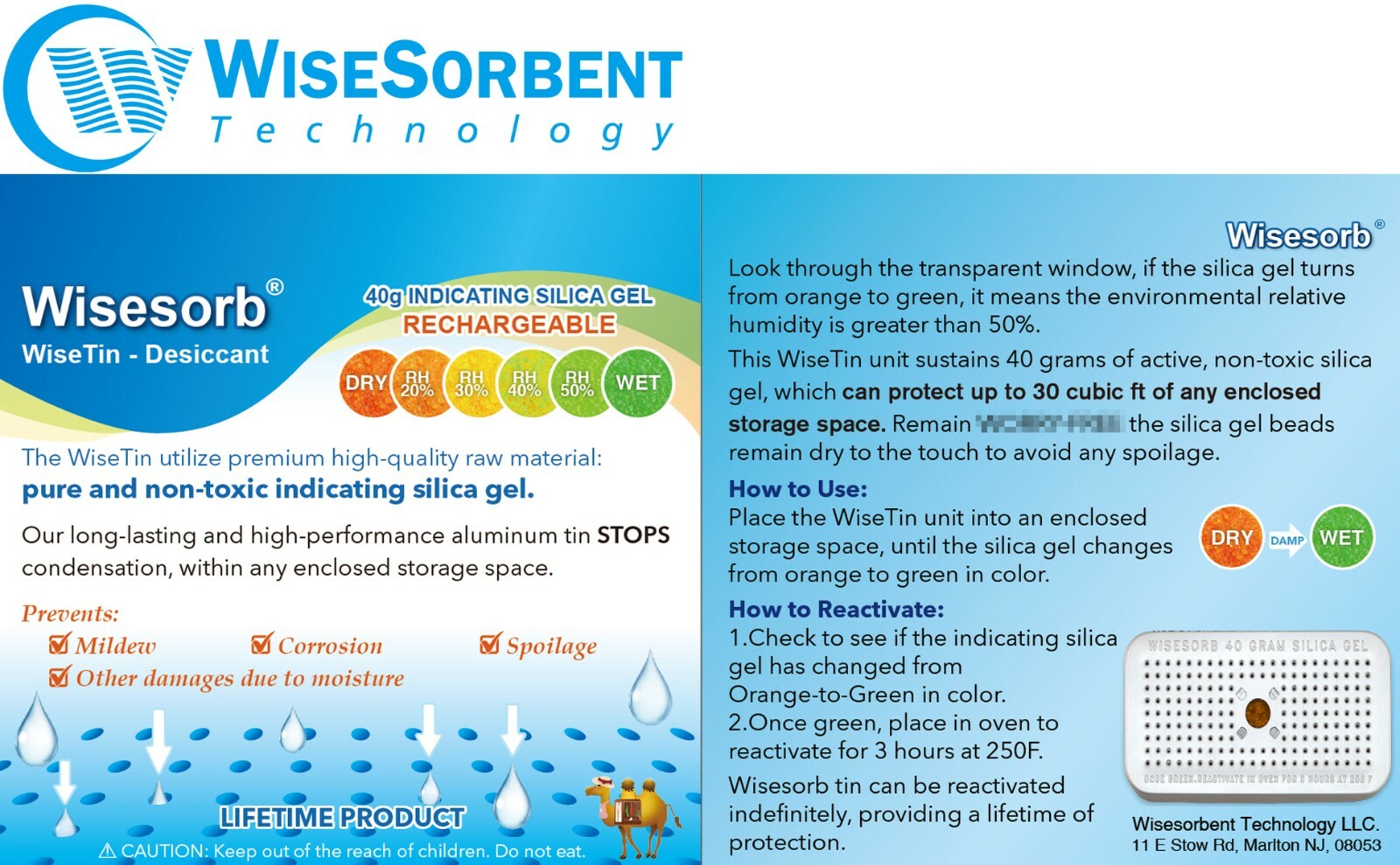 40Gram Silica Gel Canister Reusable Indicating Desiccant Dehumidifier 5 Pack