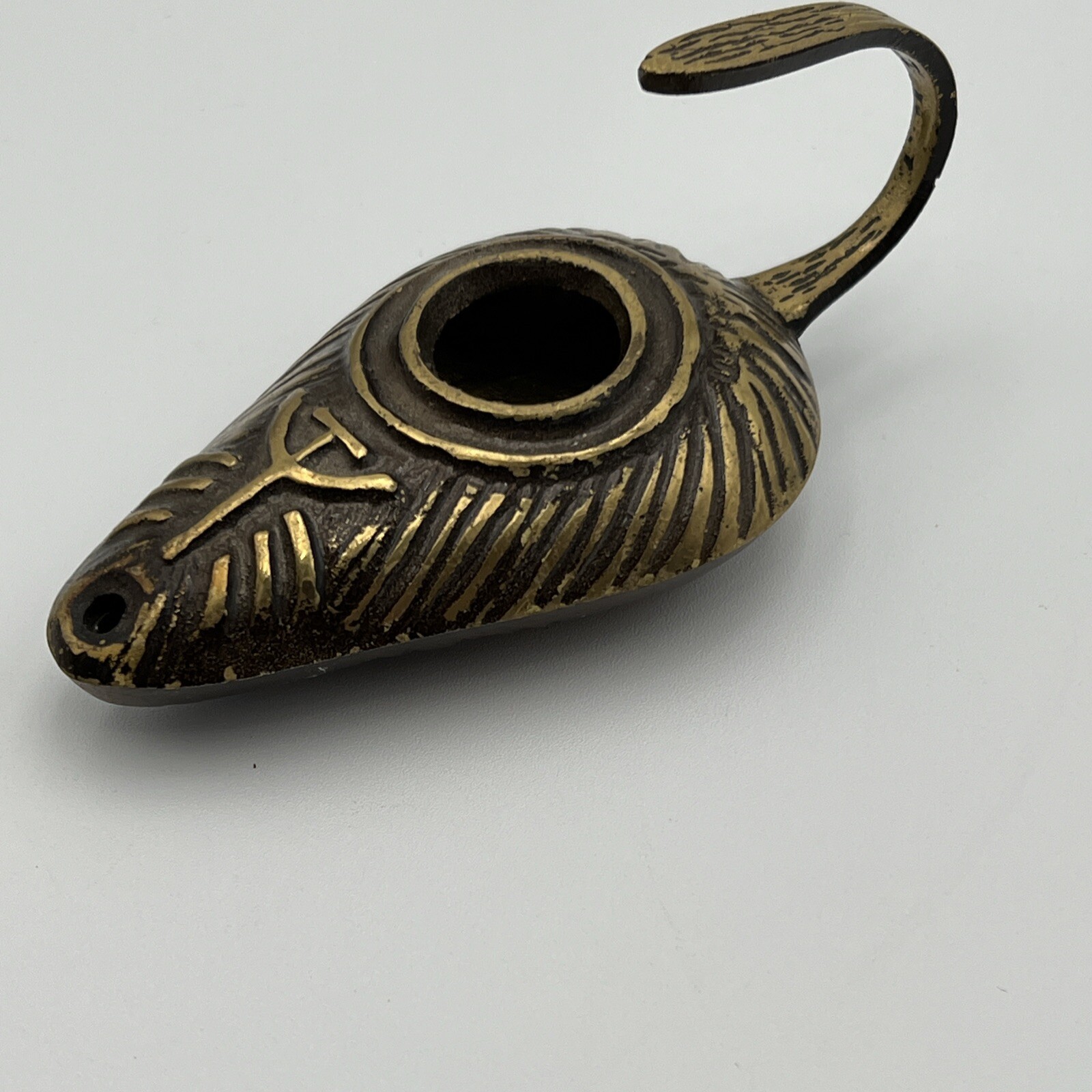 Vtg Brass Etched Incense Burner Holder Jerusalem Metal Decor Ornate