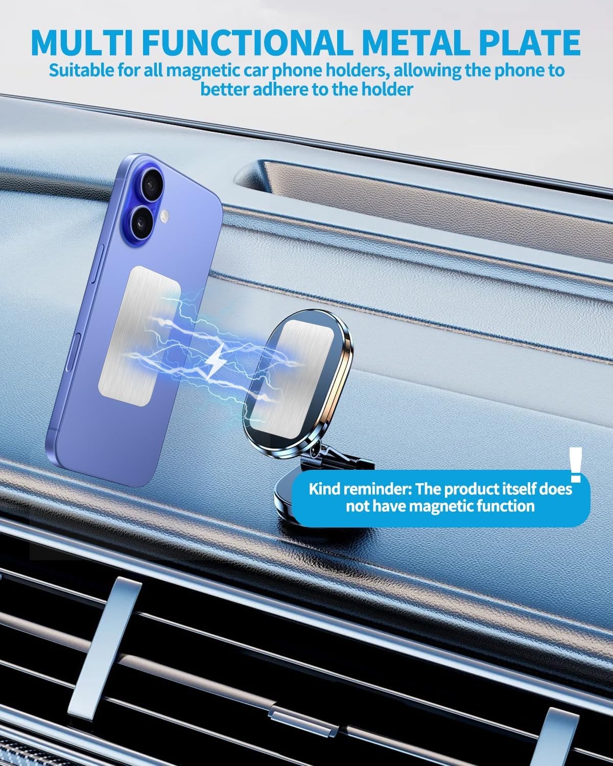 24 Pack Adhesive Metal Plates for Magnetic Mount, 2.3x1.1in Metal Strips for Mag