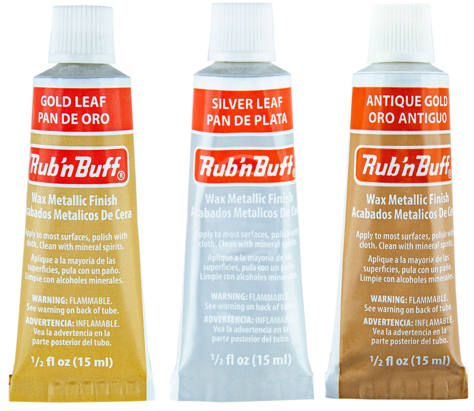 Amaco Rub 'n Buff Gold Silver Antique Gold Leaf 3 Tubes Lot Wax Metallic Finish