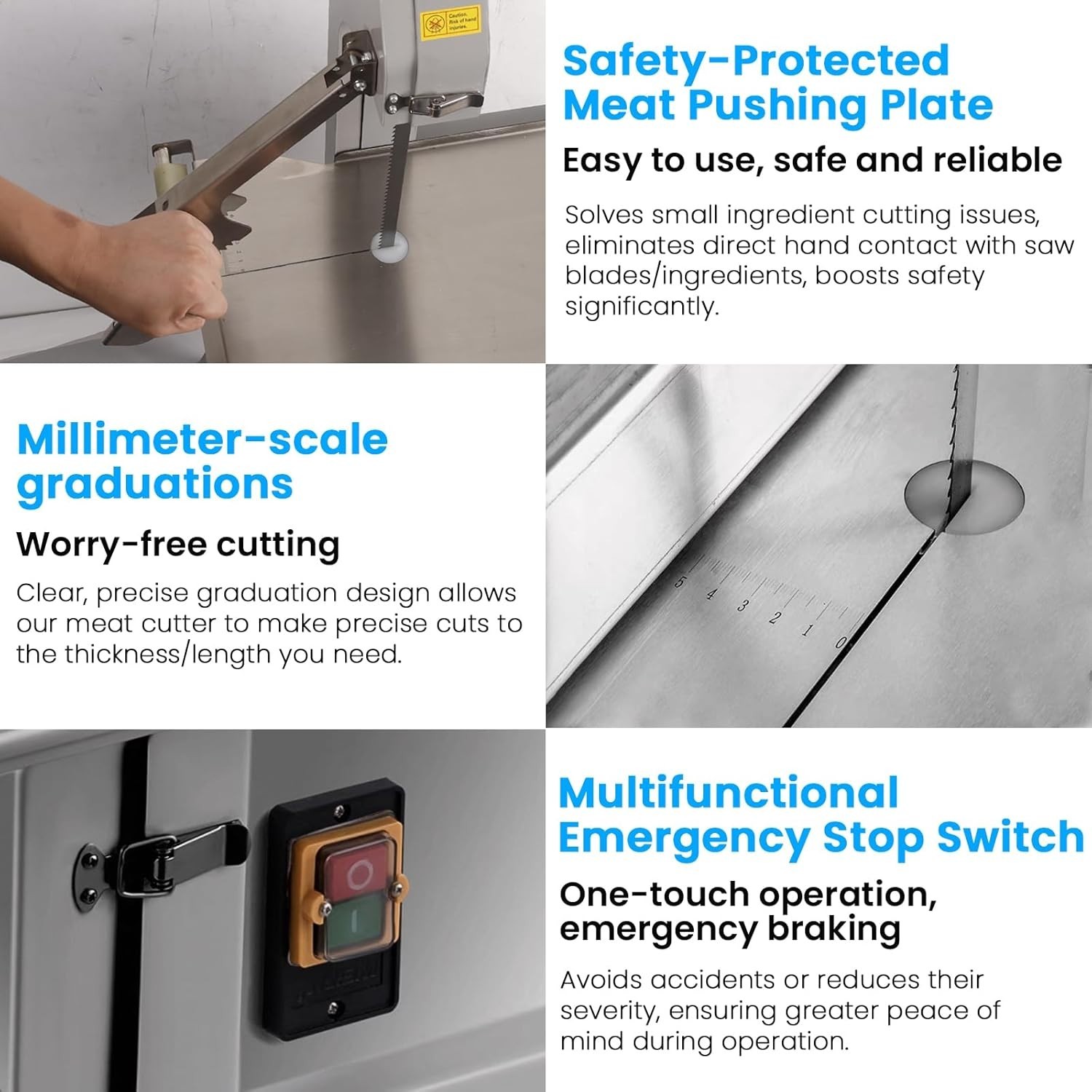 1000/1500W Electric Meat Bone Bandsaw Machine w/8 Blades Frozen Cutter for Beef