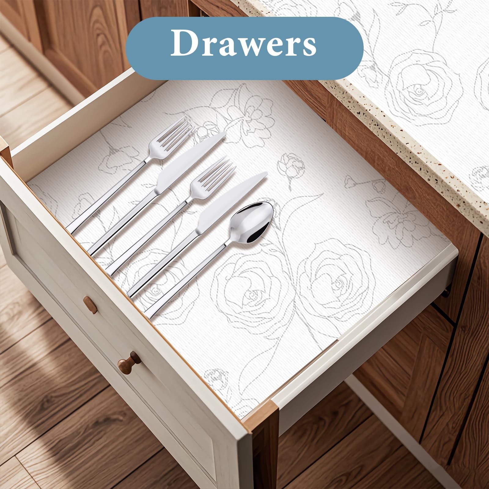 Shelf Liners for Kitchen Cabinets 12in x 20FT Non Adhesive Drawer Liner Slive...