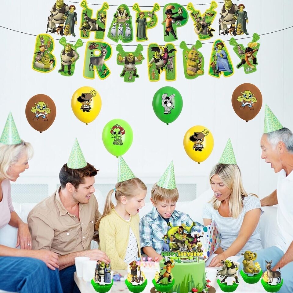 Shrek Birthday Party Supplies Set Balloons Cake Toppers Banner for Kids Party