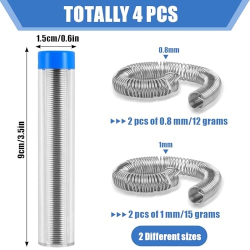 60/40 Solder Wire, 4 PCS Rosin Core Solder, Soldering Wire for Stained Glass,