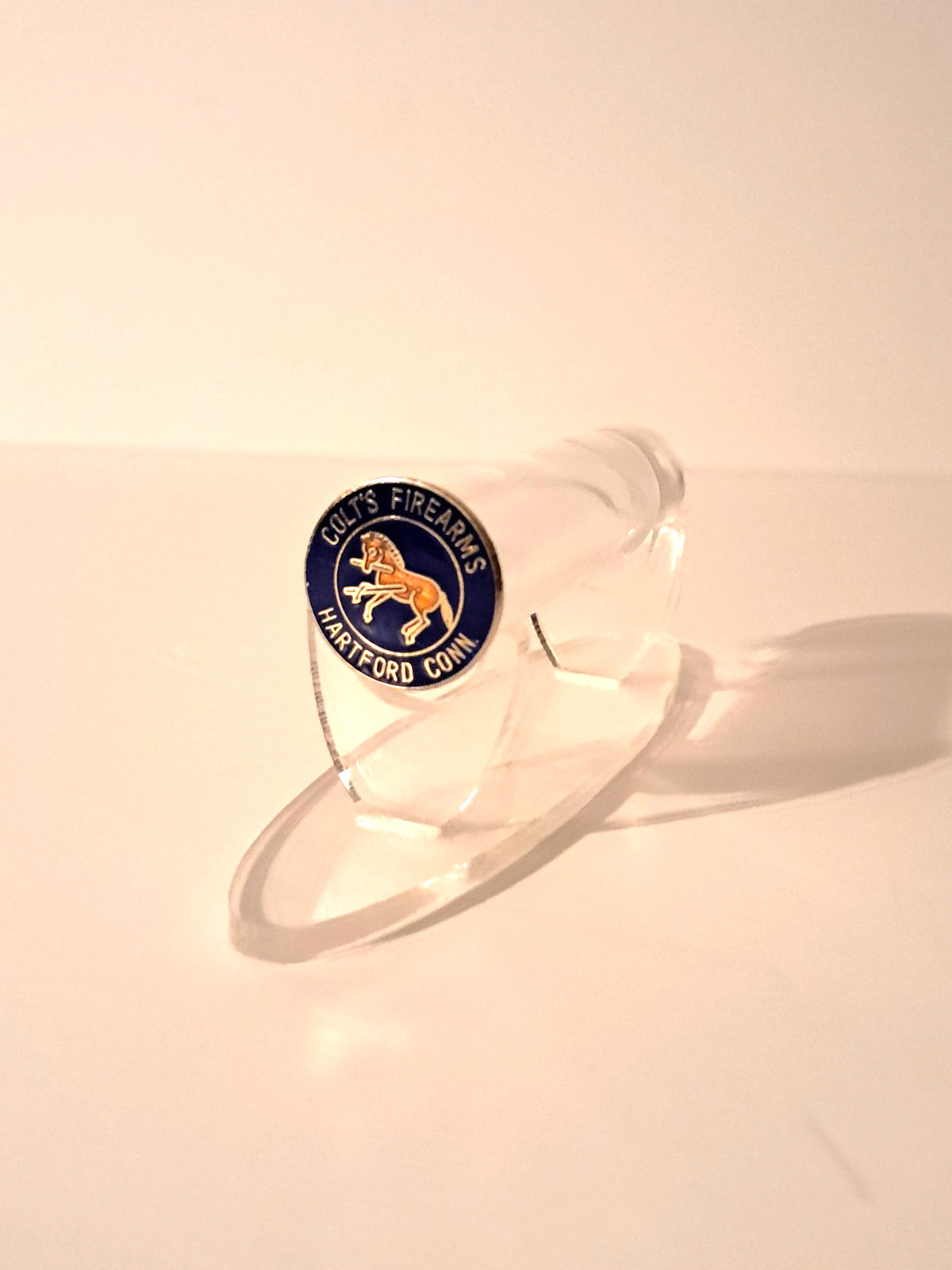 Handgun Firearm Gun Safe Shelf Display Rod - 7/8" Colt's Rampant Enamel Topper