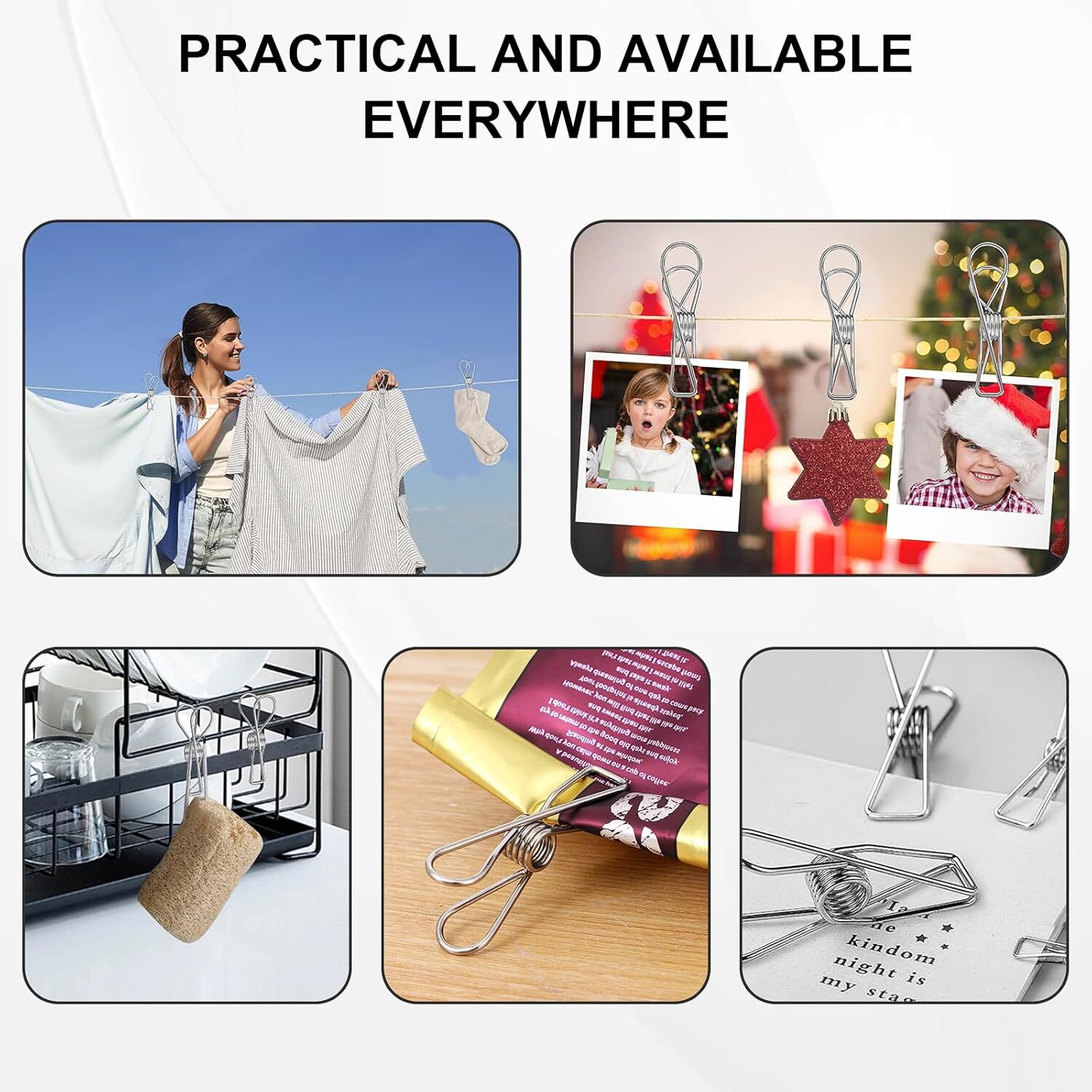 Clothes Pins Heavy Duty Outdoor, 40 Pack Stainless Steel Clothespins, Metal C...