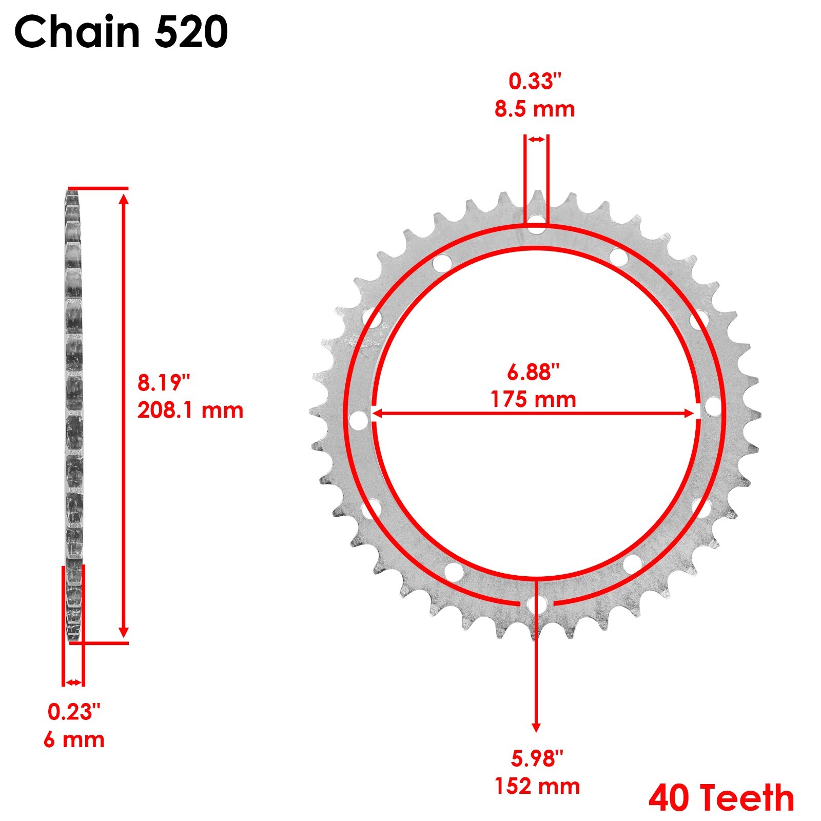Red Drive Chain And Sprockets Kit for Yamaha Raptor 660R YFM660R 2001-2005