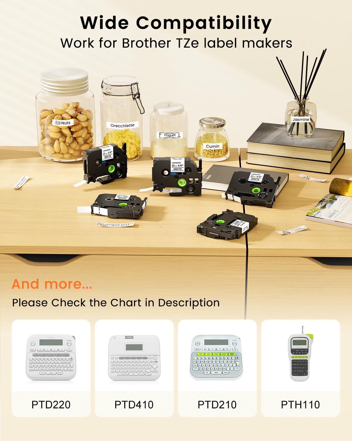20PK For Brother P-Touch TZe-231 TZ-631 12mm White Standard Laminated Label Tape