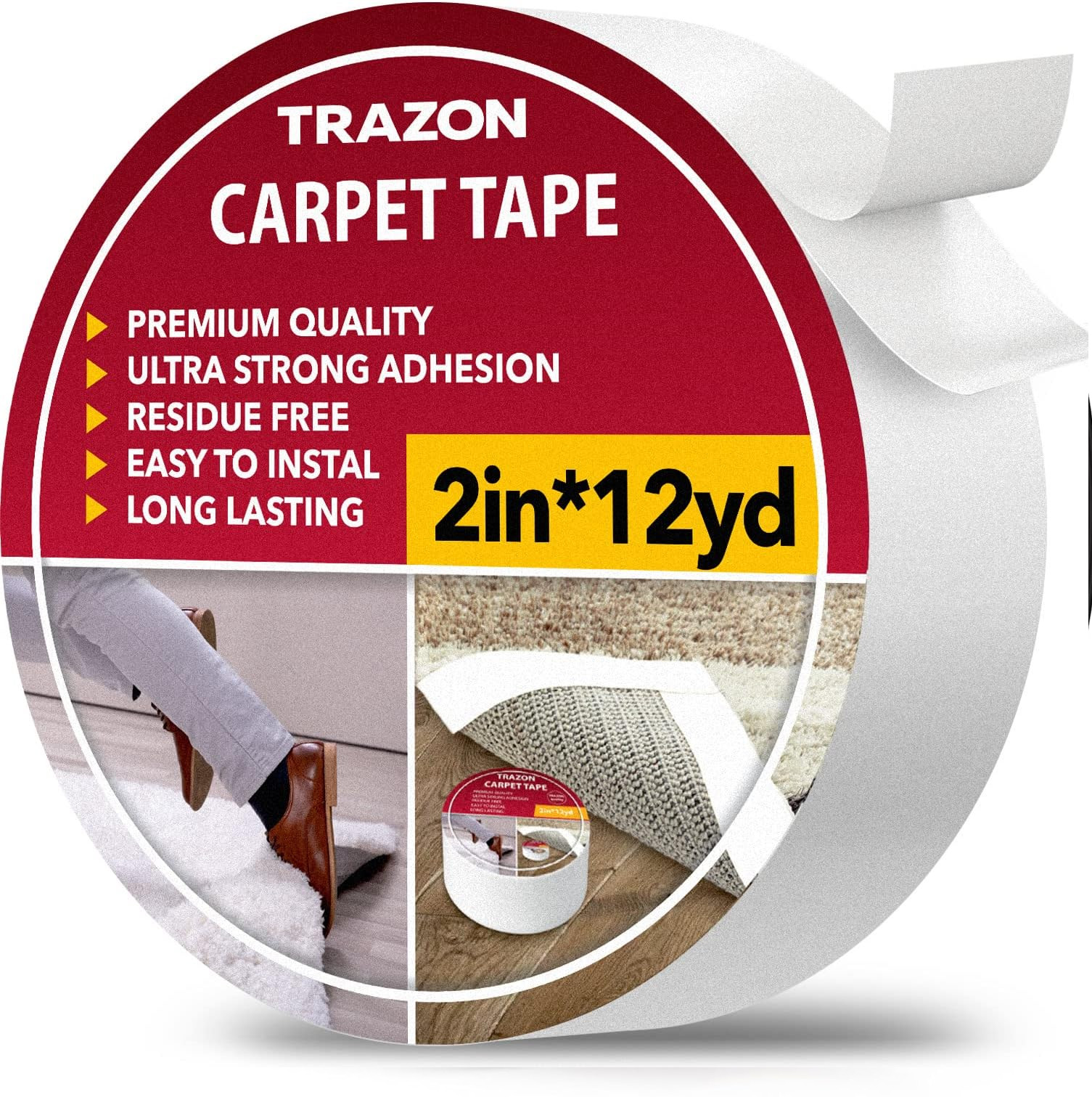 Carpet Tape Double Sided - Rug Tape Grippers for Hardwood Floors and Area Rugs
