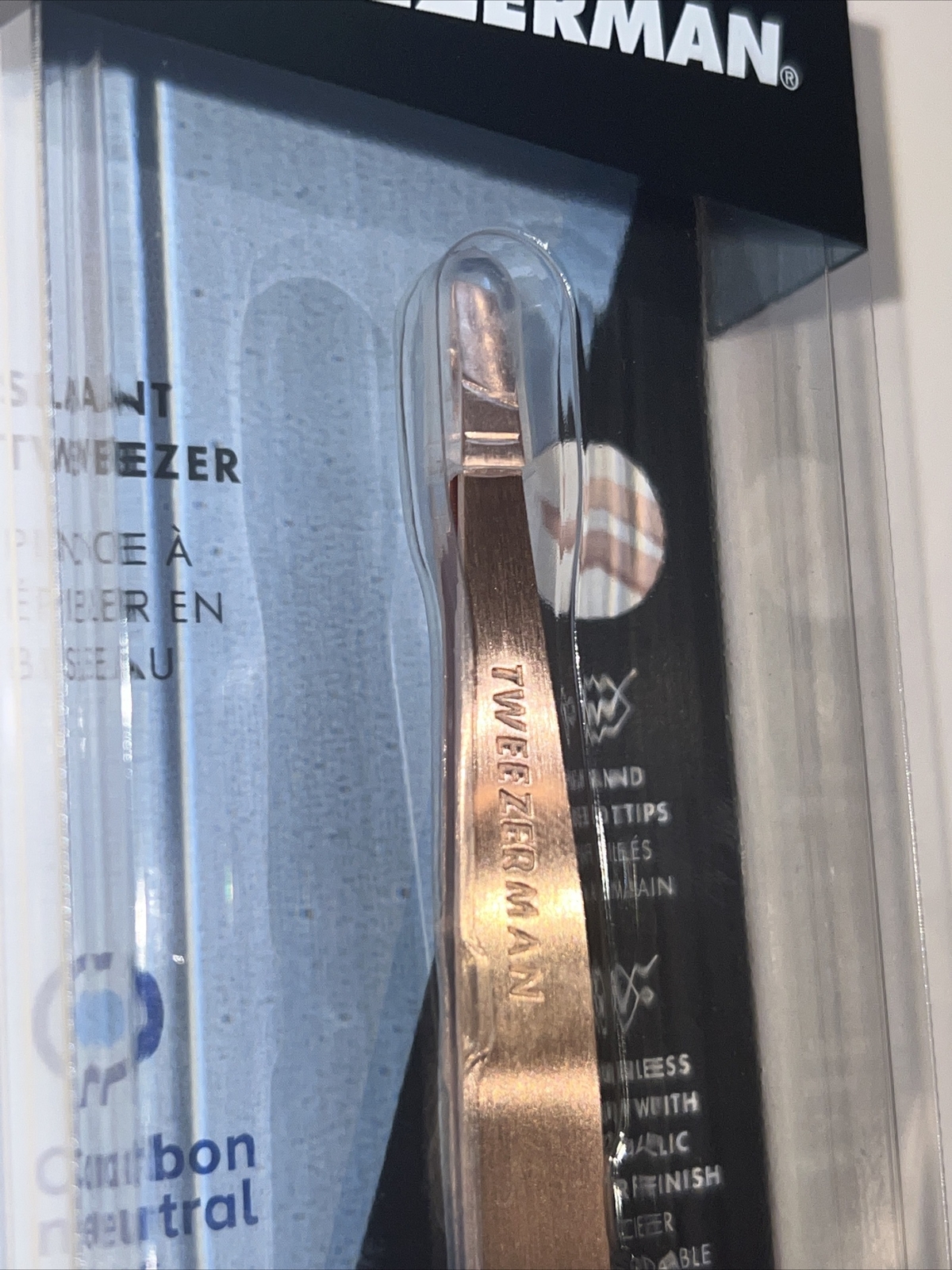 QTY:2 Tweezerman Rose Gold Slant Tweezer Model 1256-RGR. New & Free Shipping