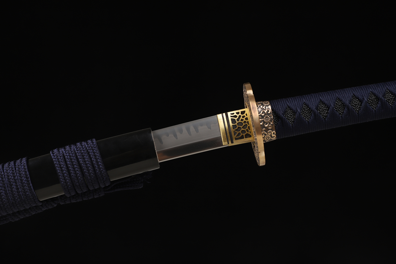 Clay Temperped T10 Steel Japanese Samurai Sword Katana Brass Tsuba Full Tang