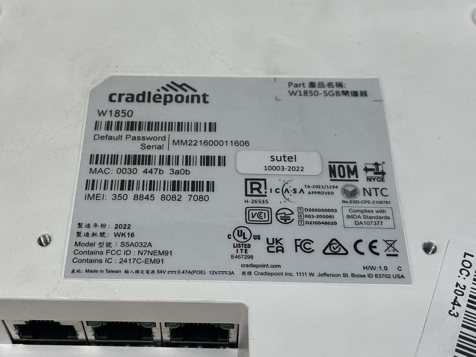 Cradlepoint W1850-5GB 5G Wideband Router S5A032A With Antennas & Adapter