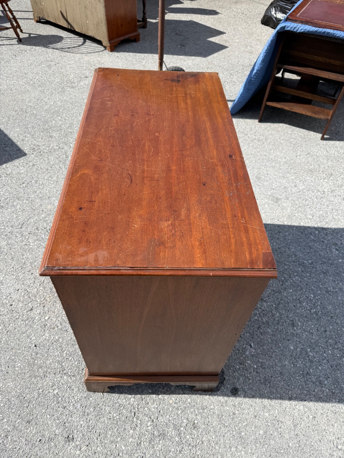 Antique walnut chippendale chest of drawers dresser bracket feet 1780 country